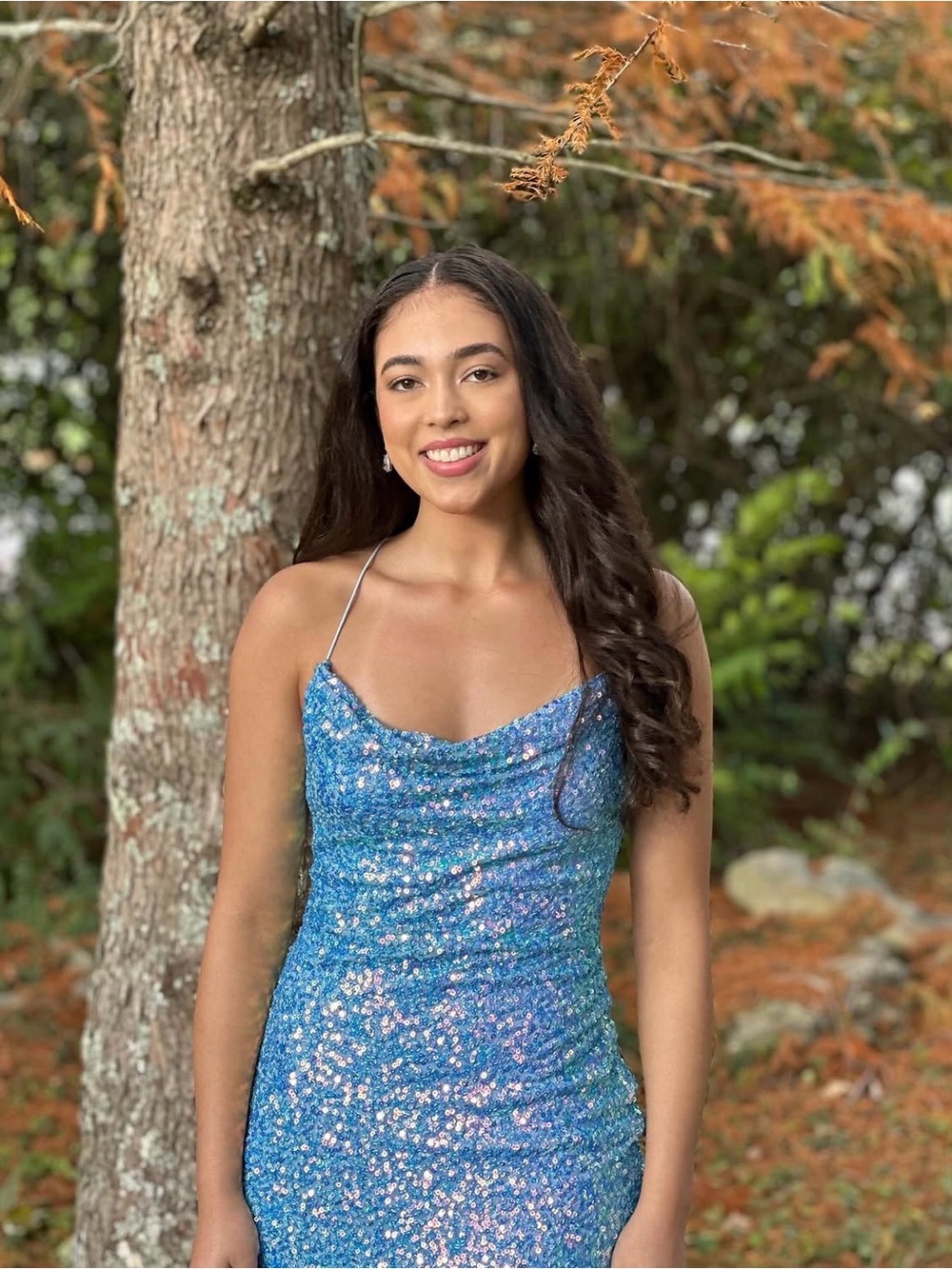 Windsor Iridescent Blue Sequin Slip Dress